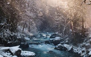 Stream During Winter Sunrise