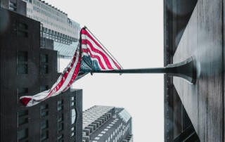 Twin Cities MN Skyscrapers & US Flag